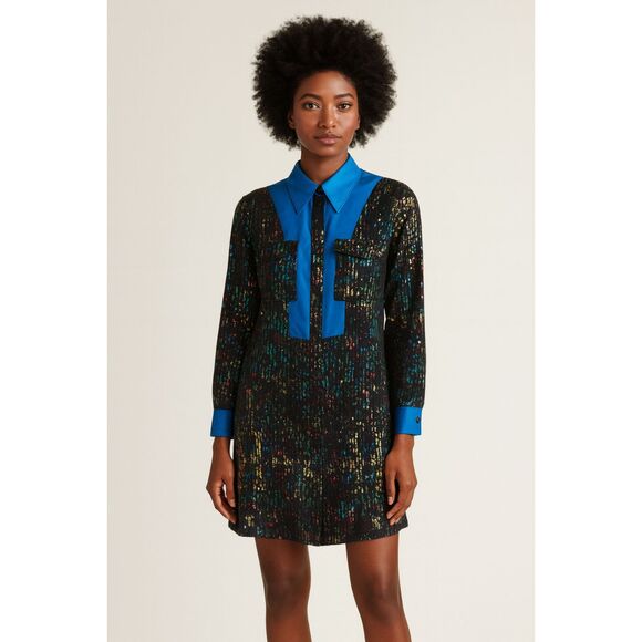 Derek Lam For Design Nation Black and Blue Shirt Dress Women's Size Large - Picture 1 of 9